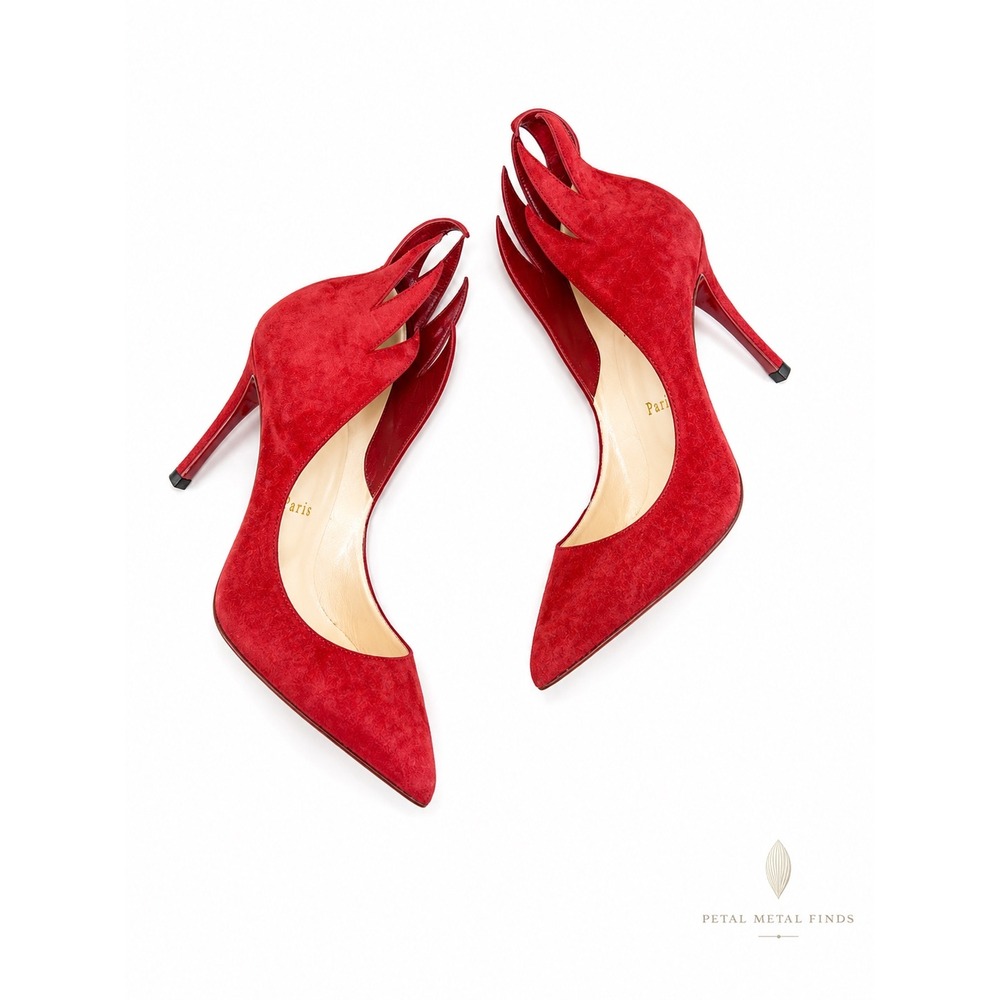 Christian Louboutin Victorina Flame 100mm Red Sole Pump, Carmin Red Size 36.5